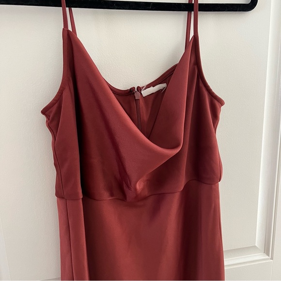 Bhldn rust cali satin cowl-neck midi dress - Picture 5 of 11